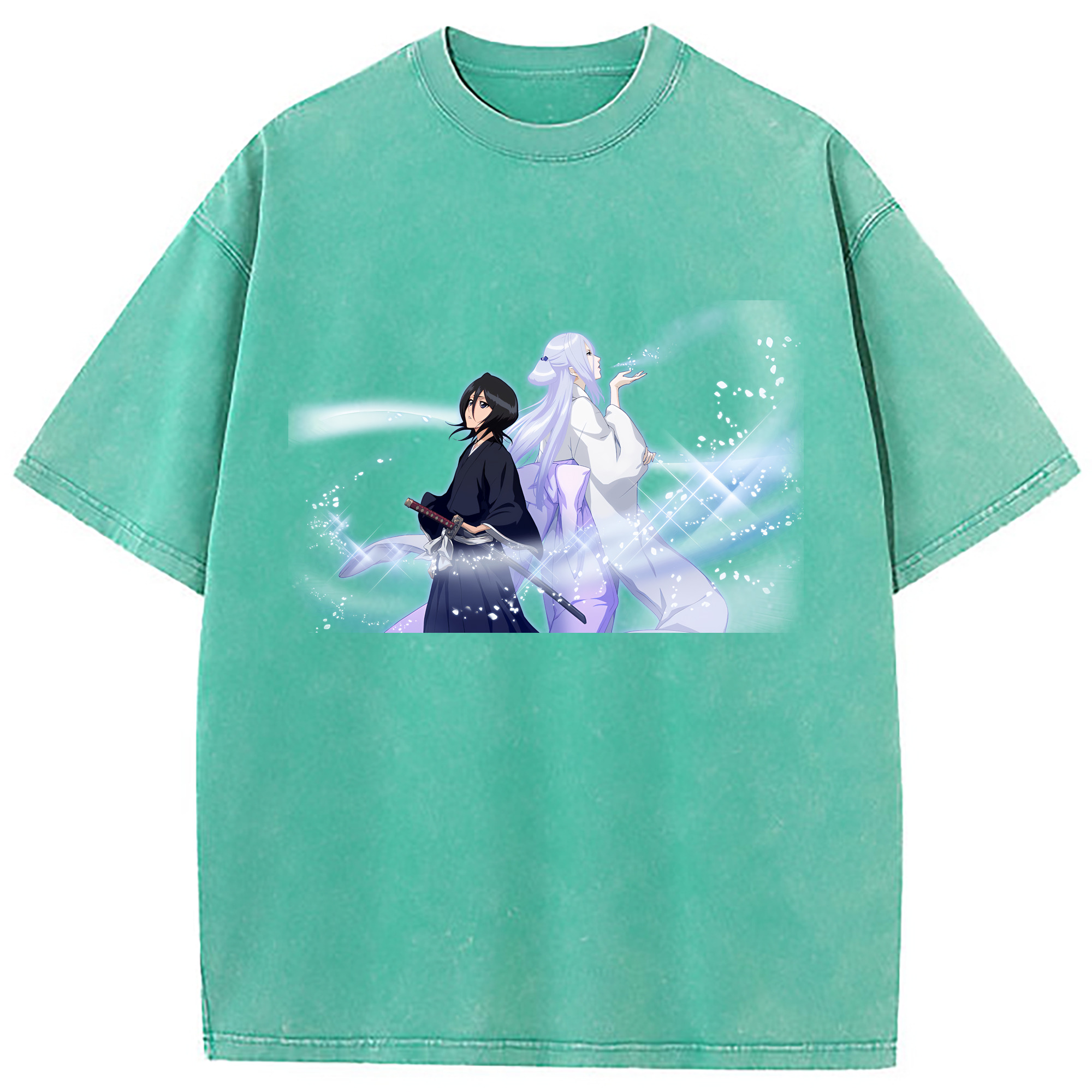 （画像用） ブリーチ 朽木ルキア BLEACH Kuchiki Rukia 綿100% ヴィンテージ風 半袖Tシャツ（フロントプリント）
